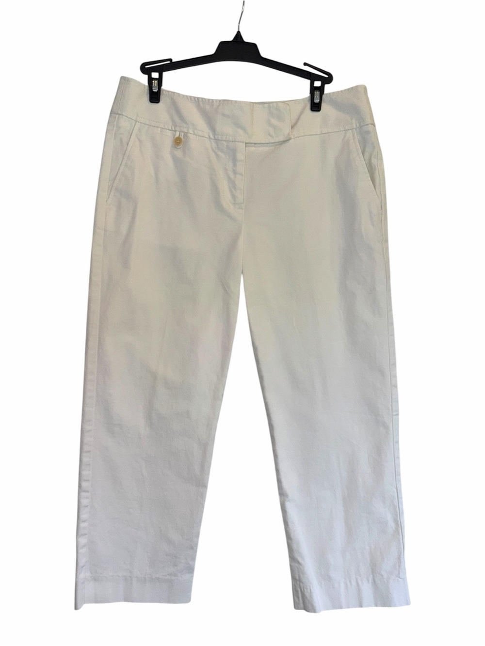 Talbots White Cropped Capri Pants 8 Modern Fit Cotton Stretch Coastal Grandma
